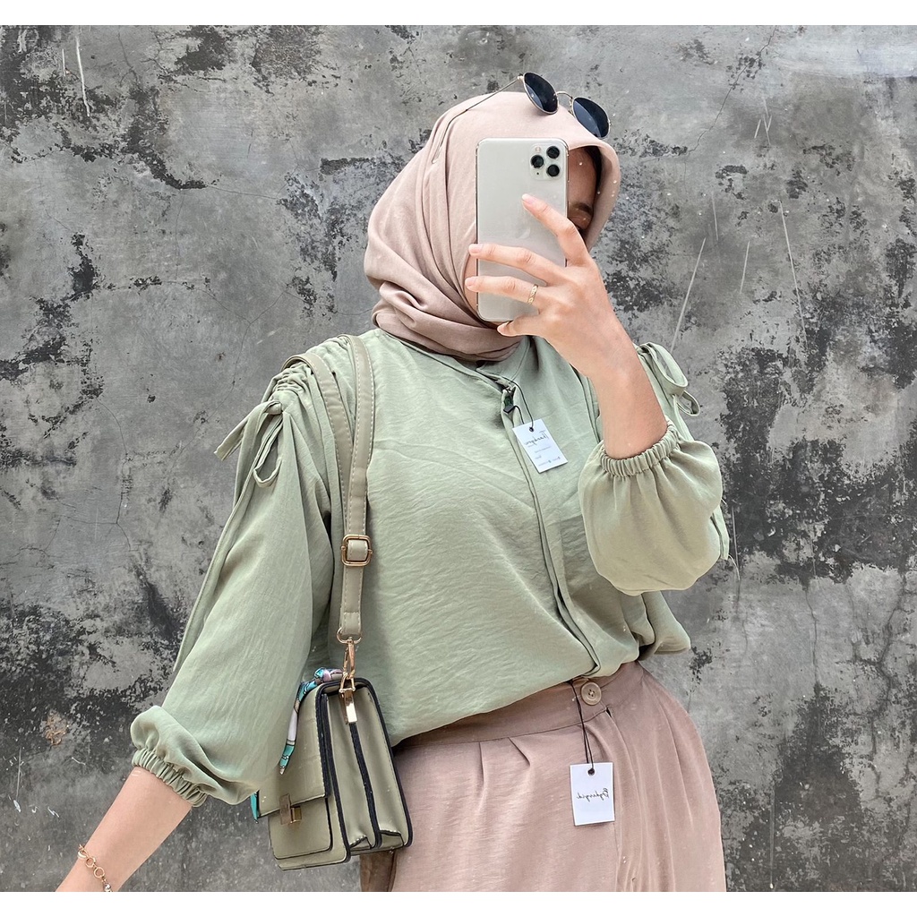 GAVI BLOUSE CRINKLE LENGAN SERUT/SANI TOP/ HEKSA KEMEJA
