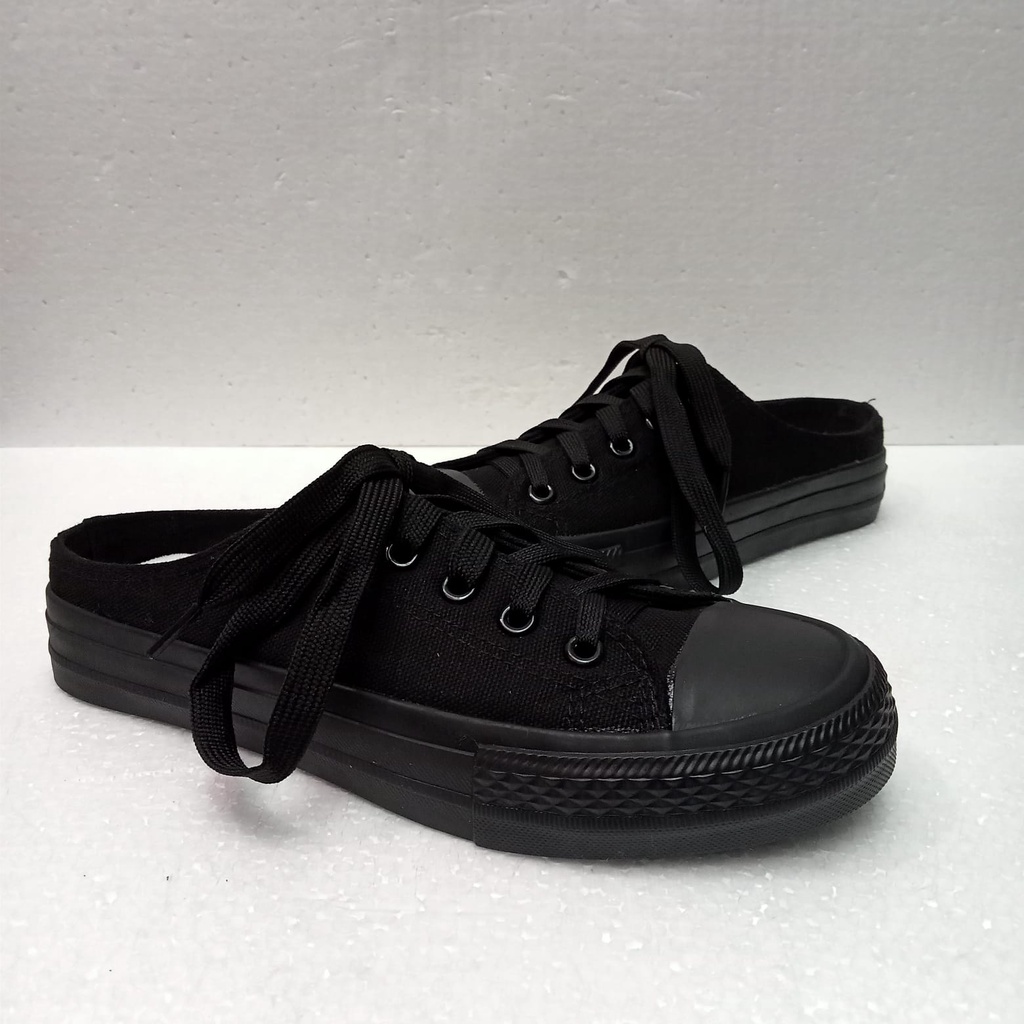 COD CYS Sepatu Sneakers Wanita Pria Sepatu Kasual Kanvas Hitam Polos Sepatu Sekolah Cewek Cowok SPT 01