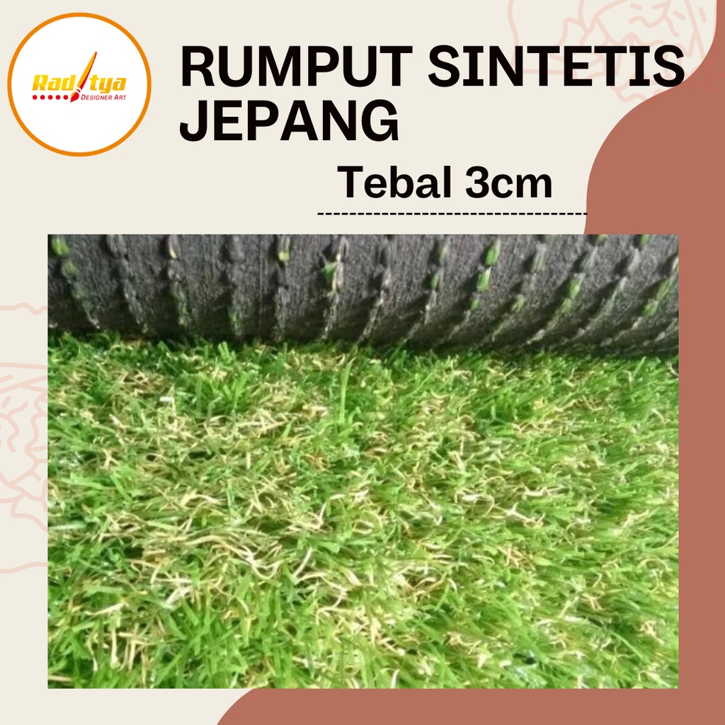 Rumput Sintetis Meteran Jepang 3 cm Ukuran 2x1 Meter Untuk Outdoor