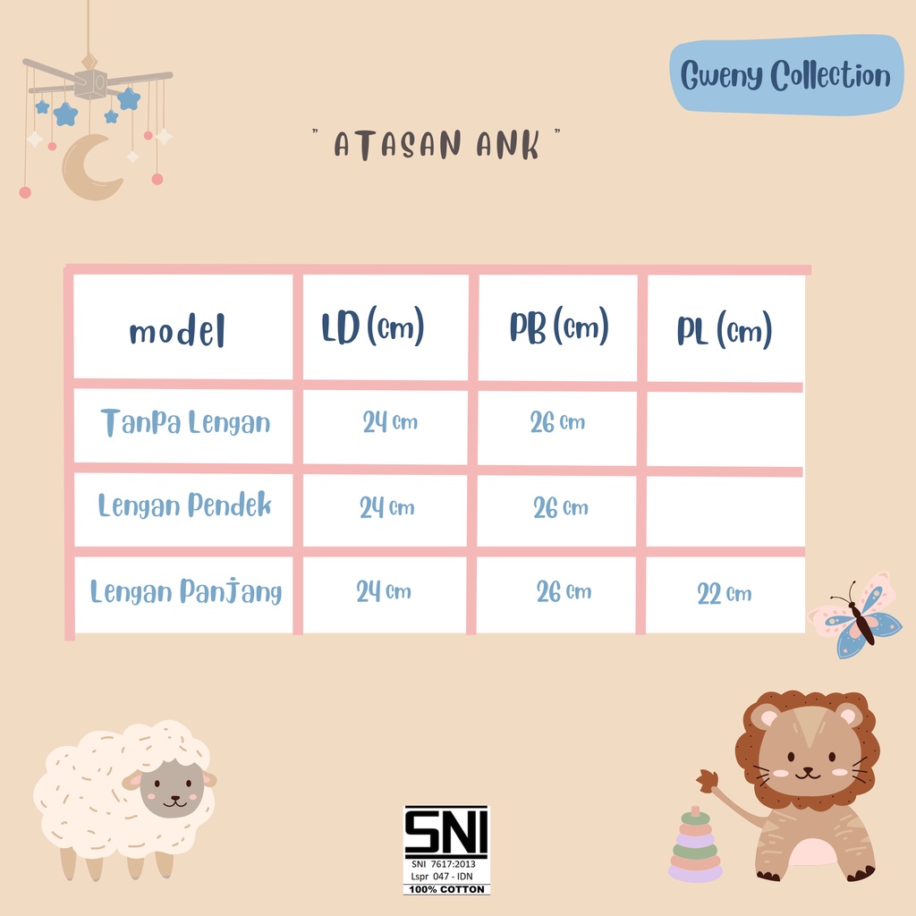 BAJU ANAK TANPA LENGAN/LENGAN PENDEK/LENGAN PANJANG ATASAN BAYI/NEWBORN PAKAIAN BAYI UNISEX (ANK)