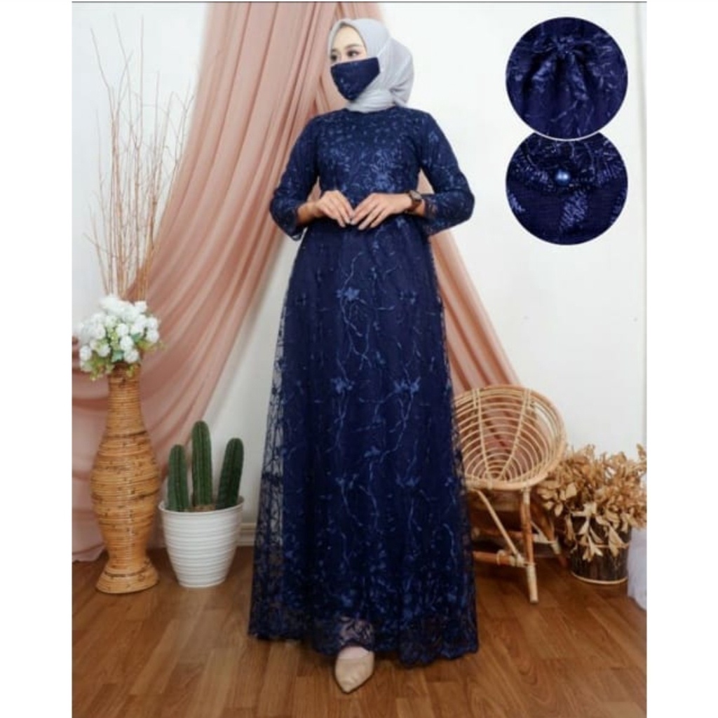 Lidia Gamis Brukat Tile Arimbi Maxy Dress Brokat Wisuda Enagement Kondangan Gaun Pesta Resepsi Pernikahan Dres Muslim Jumbo xxl Ld 120cm Remaja Muslimah Gamis Lebaran Anak Perempuan Outfit Kondangan Seragam Bridesmaid