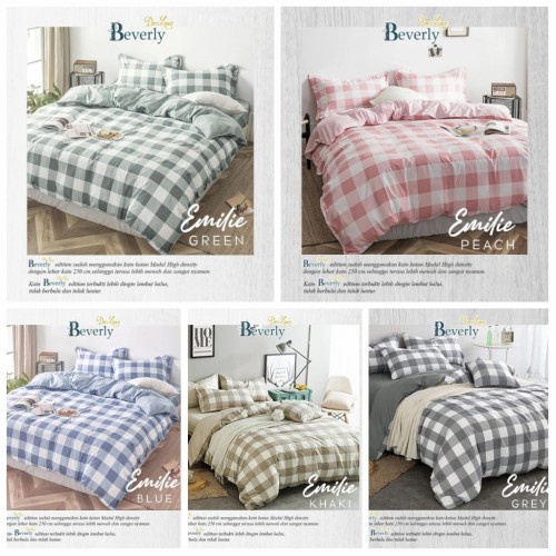 Sprei Aesthetic Motif Kotak Emely Korean Style Trendy Bahan Lembut Tidak Luntur Ukuran 180 x 200 War