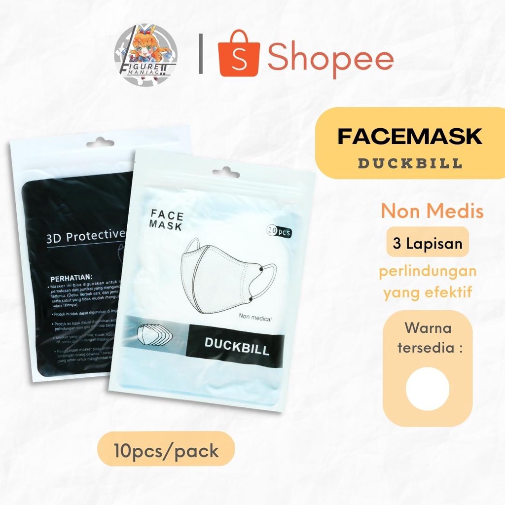 Masker Duckbill Original Emboss isi 10 Pcs Murah Premium Tebal 3 PLY Earloop