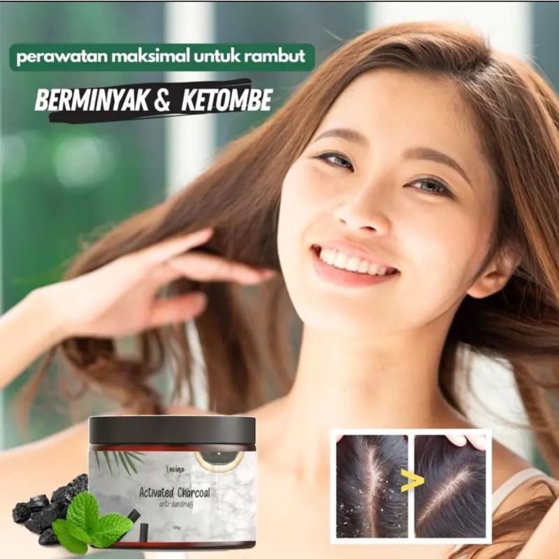 BESS SELLER | Lavine Black Powder Charcoal Hair Powder Anti Dandruff - Atasi Ketombe Rambut