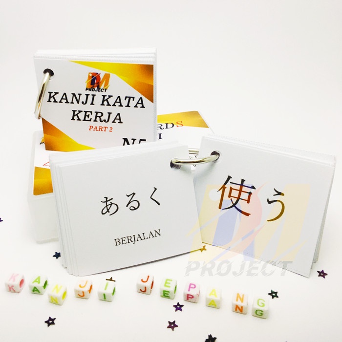Terlaris Kartu Kanji N5 Kata Kerja Part 1Dan 2 Flash Card Kanji Bahasa Jepang