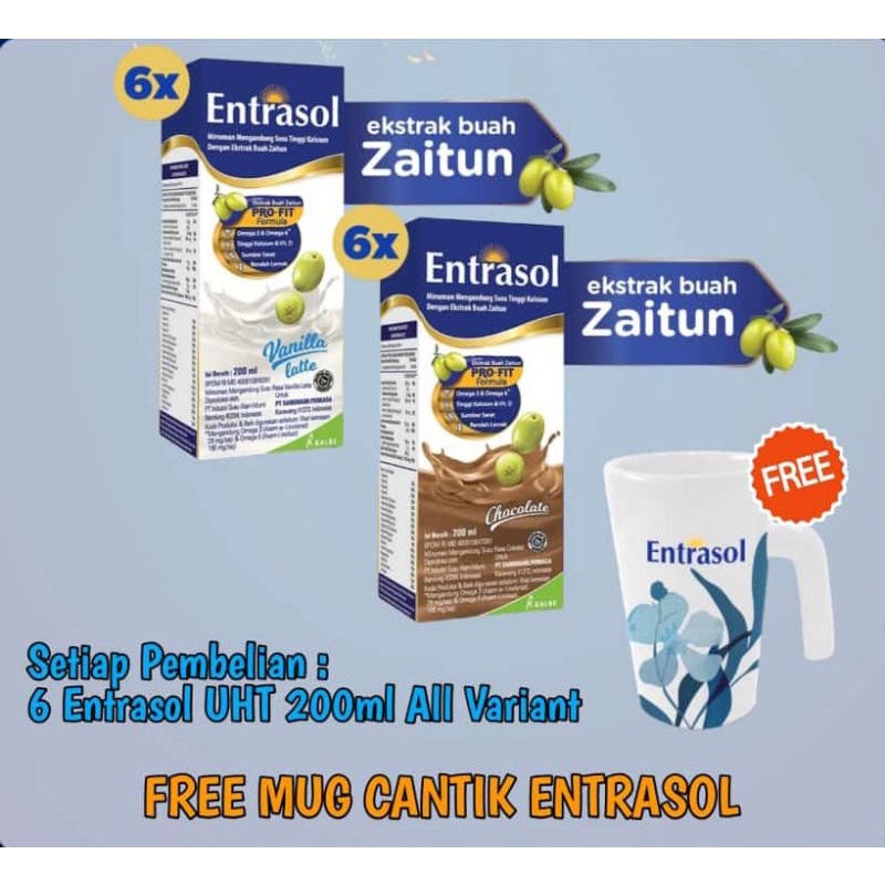 

Entrasol UHT 200ml beli 6 free mug