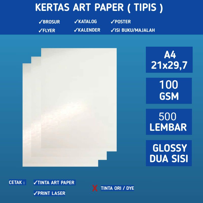 

Kertas art paper 100 gsm A4 1 rim(500 lembar) / Art paper 100 gram