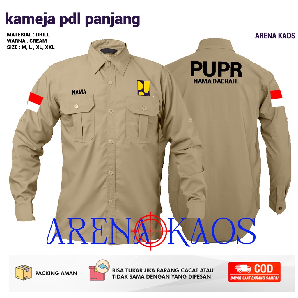 KEMEJA PDL PDH LENGAN PANJANG PUPR / KAMEJA PUPR / KAMEJA CUSTOM SATUAN