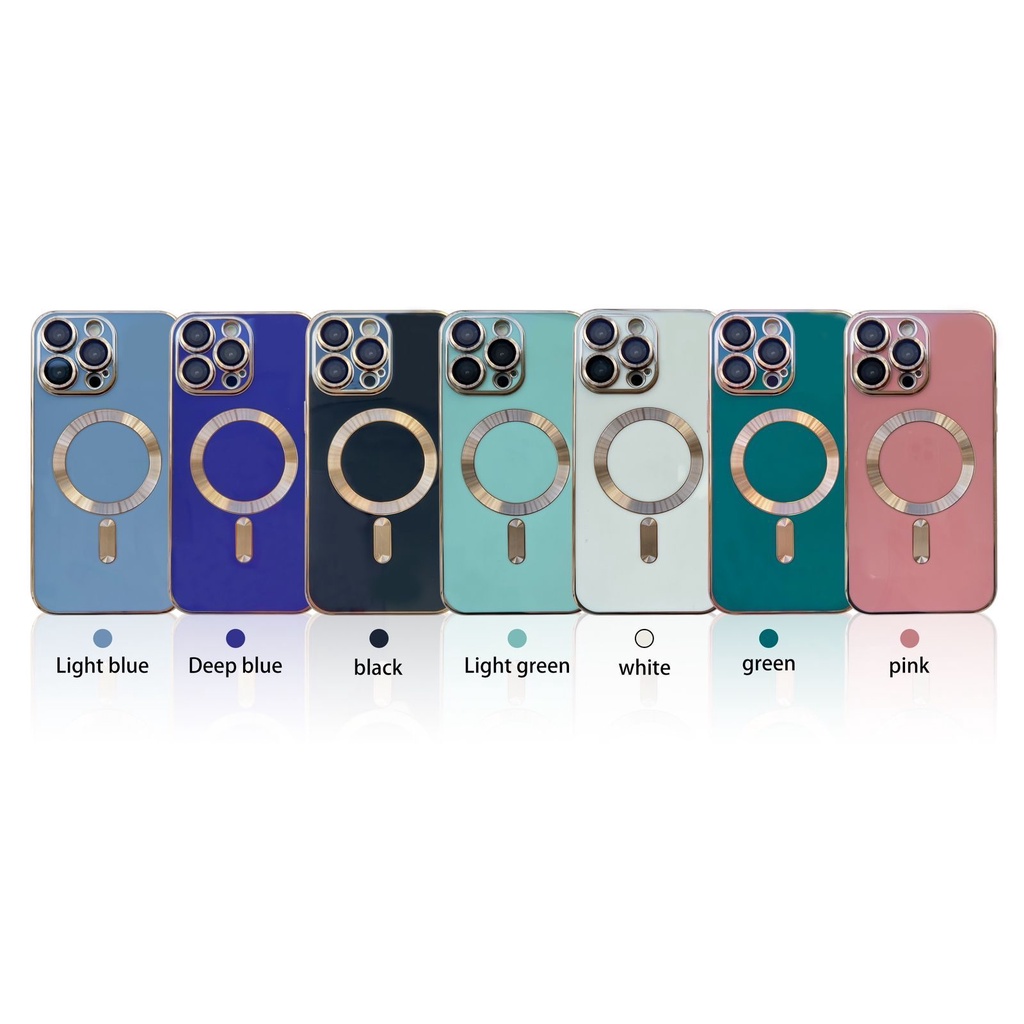 CASE TPU PLAIN LIST FULL WARNA IPHONE MAGNETIC MAGSAFE CHARGING