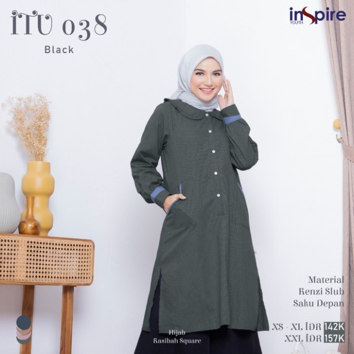 Jubah Wanita Muslimah Tunik Halus Nibras ITU 038 BLACK/DESERT ROSE/FEDERAL BLUE/NUTMEG - BLACK, XS U