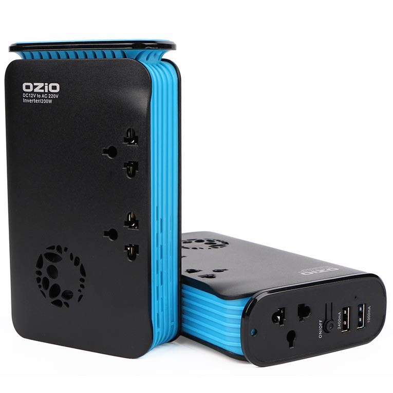 Ozio Car Inverter Colokan Listrik Mobil 200W - LB20 - Black/Blue