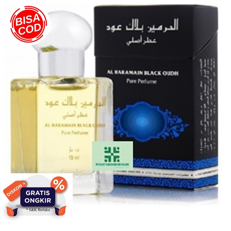 Parfum alharamain Black Oudh al haromain haramain Black Oudh minyak wangi Oud 15ml / 15 ml