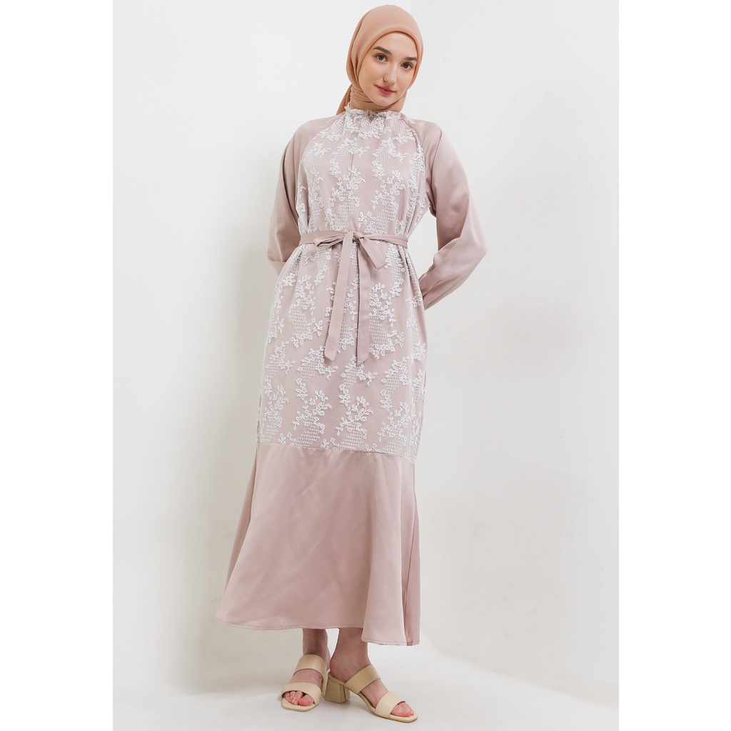 MFMW Arunika Dress Gamis Brukat Dusty Brown
