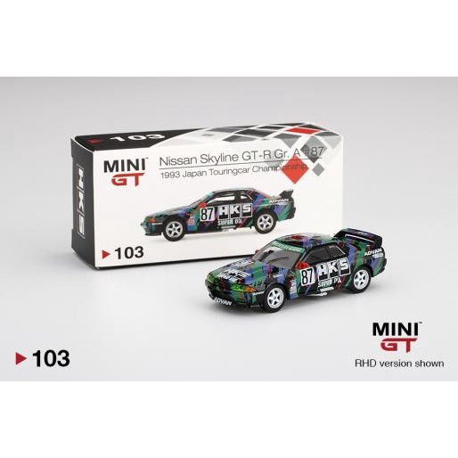 MINI GT 103 - NISSAN SKYLINE GT-R (R32) GR. A #87 HKS TERLARIS