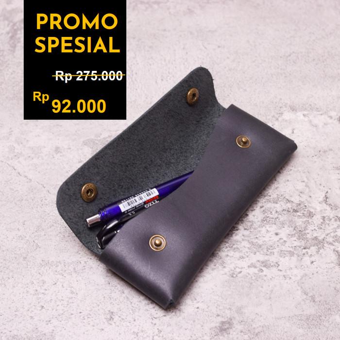 

Terlaris Leather Pen Case Tempat Pensil Kulit Asli Warna Hitam Leather Goods