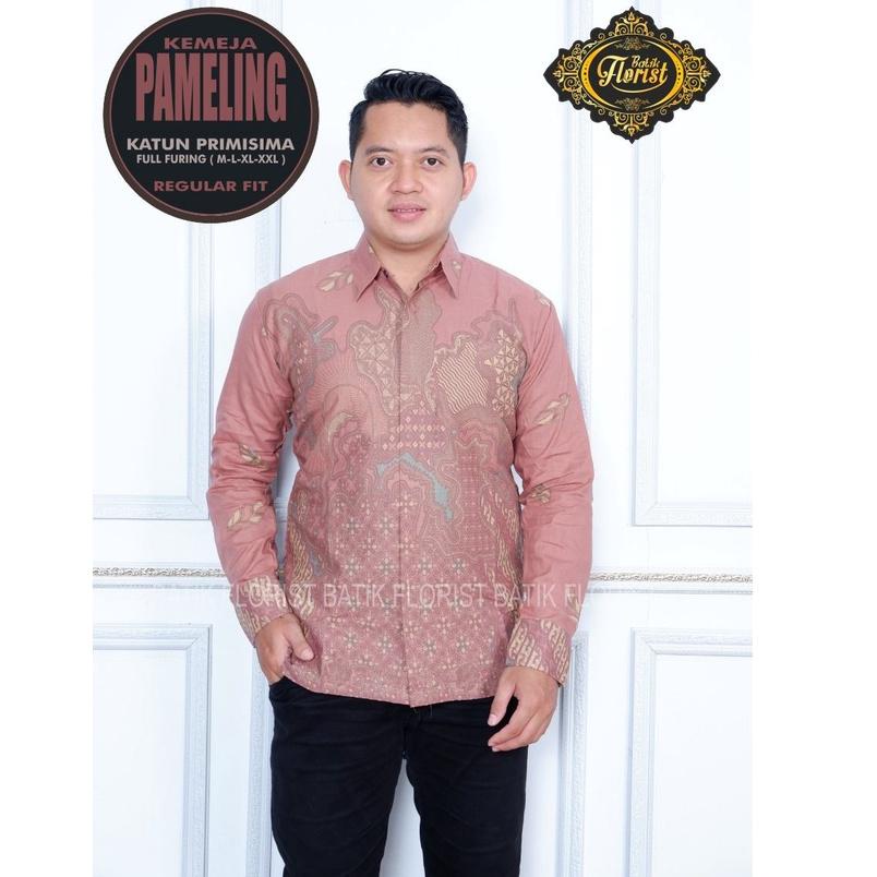 VIRAL baju batik pria lengan panjang PINK DUSTY KEUNGGUAN SOF ORIGINAL PREMIUM KEKINIAN BATIK SOLO M