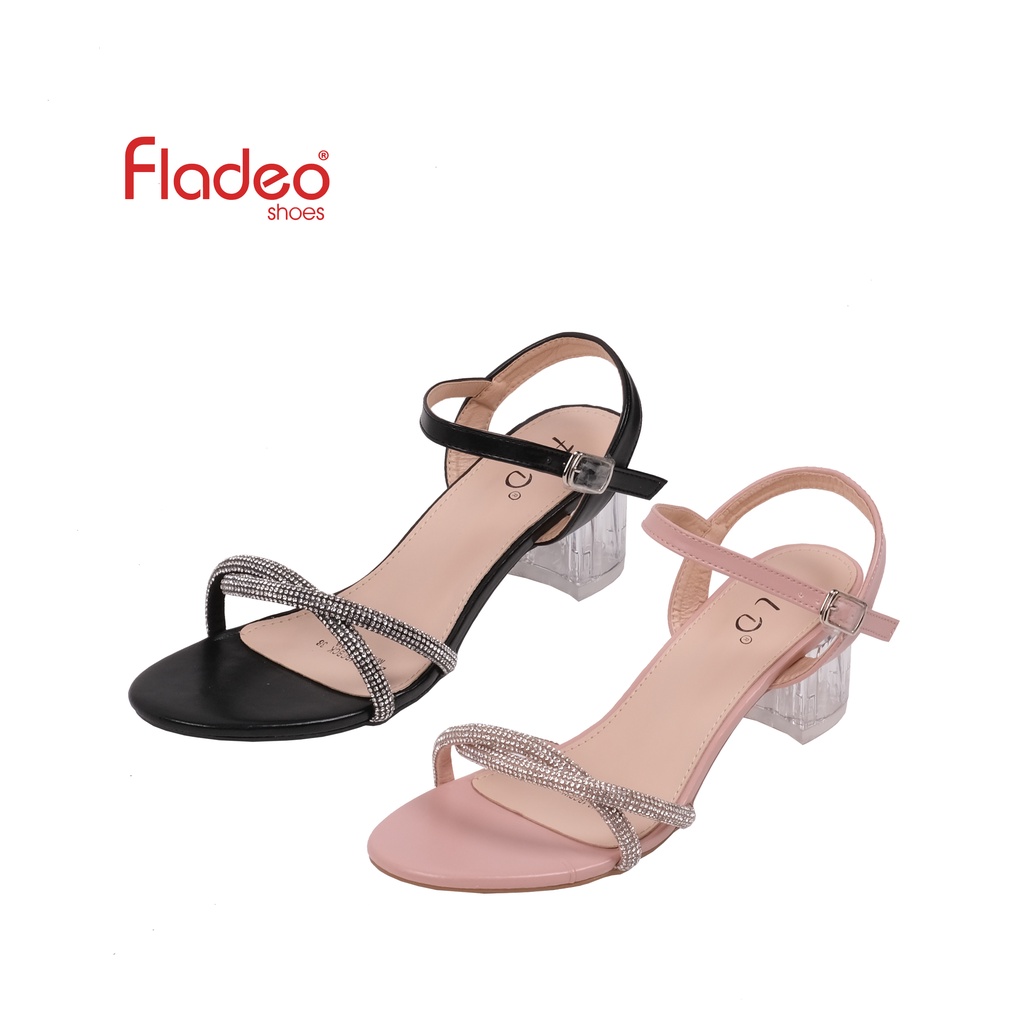 Fladeo B22/LDFT512-1BG/Sandal Hak Kaca Tali Wanita [Strap Heels Sandals ]