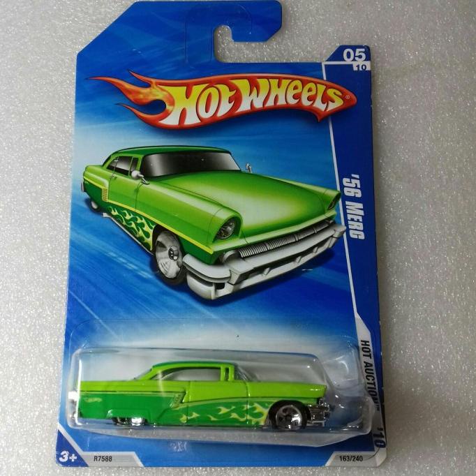 HOT WHEELS 56 MERC. BLUE CARD HOT AUCTION 2009. AKTA. OPEN HOOD. ANTIK