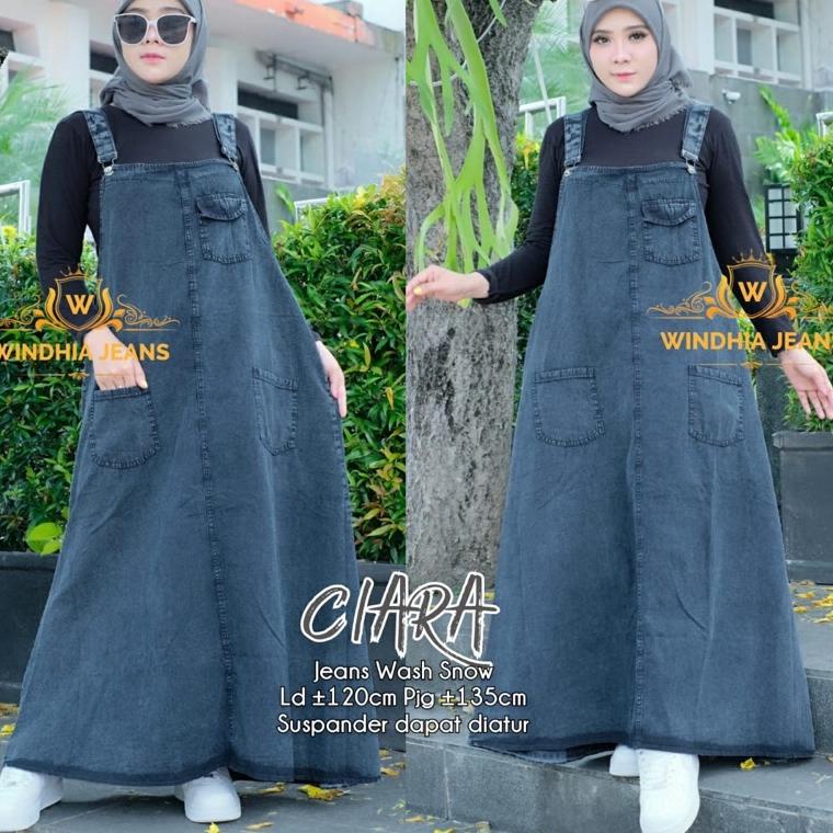 TERPERCAYA Ciara Overal Overall Rok Jeans Jean Jins Denim Wanita Jumbo BSize Ld 120 Fit XXL