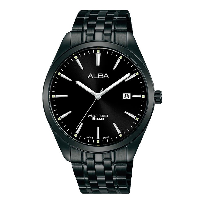 Original 100% Jam Tangan Pria Alba AS9R09X1 Black Dial Black Stainless Steel AS9R09