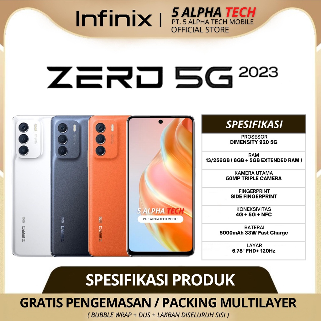 INFINIX ZERO 5G 2023 NFC 13/256GB ( 8GB + 5GB EXTENDED RAM ) GARANSI RESMI INFINIX