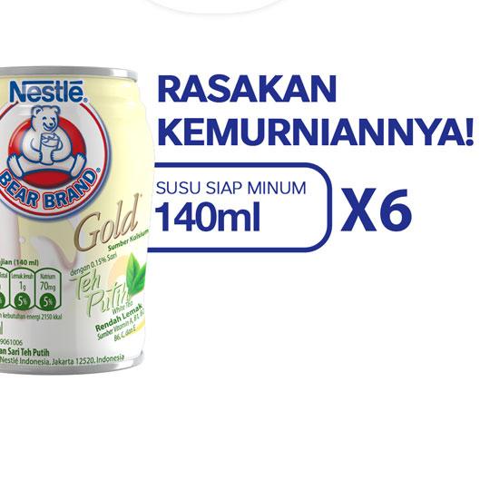 

♣ BEAR BRAND Susu Kaleng White Tea Susu Steril 140ml x 6 pcs ☂