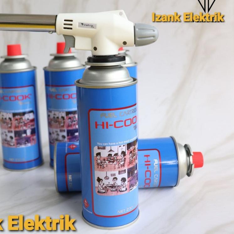 ➨ Gas Torch + Gas Hi Cook 230 gr Pematik Gas Kompor Api Blow Torch Flame Gas Torch + Gas Hi Cook 230