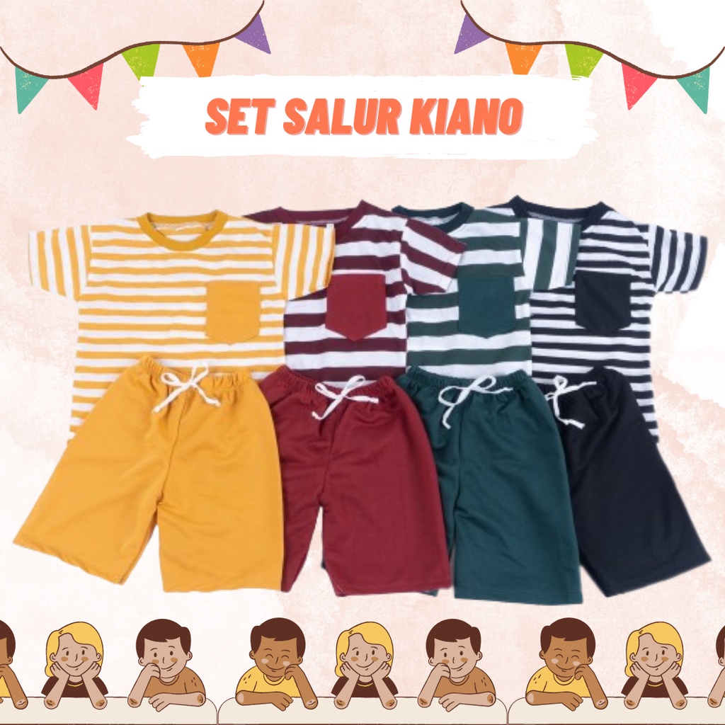 NAJWA - SETELAN ANAK SALUR / SET KIANO SALUR KIDS / SET STRIPE 1-7TH / BAJU ANAK