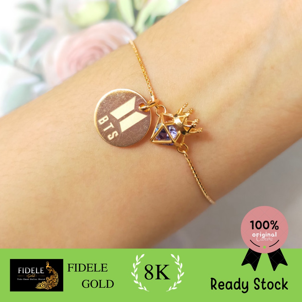 Gelang Birthstone Variasi BTS Gelang Emas Cantik Gelang Asli HWT Gelang Mewah