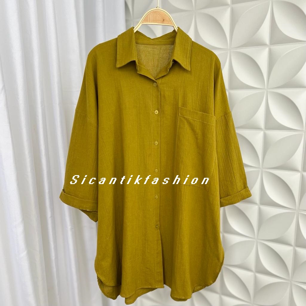 Kemeja Wanita Oversize Linen Crinkle / Tunik Wanita