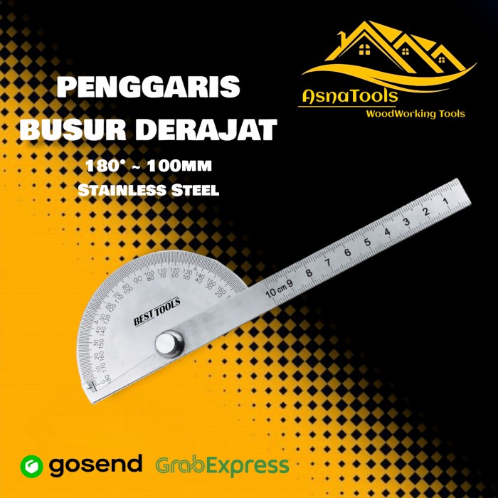 

Terlaris Busur Derajat Penggaeis Combi Stainless Protractor Alat Ukur Sudut
