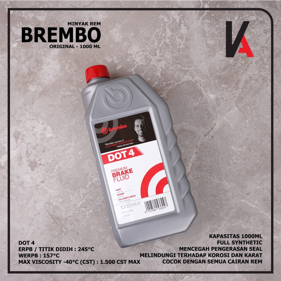 BRAKE FLUID DOT 4 1000ML BREMBO ORIGINAL- MINYAK REM - OLI REM 1000 ML