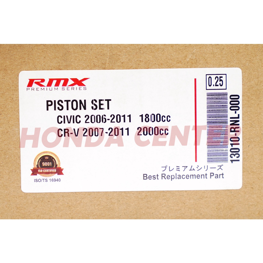 piston seher civic fd fd1 2006 2007 2008 2009 2010 2011 1800CC crv re gen3 2007 2008 2009 2010 2011 2012 2000cc size 025