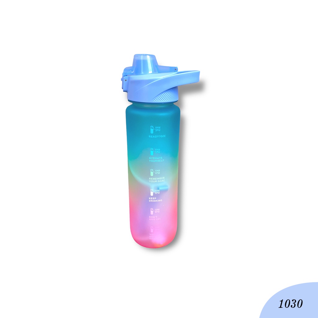 Botol Air Minum Polos Gradasi 2 Warna 900ML Kode 1030 Free Sticker 2D &amp; 3D Botol Warna Gradasi Botol Minum Viral Penanda Waktu  Botol Minum Viral Botol Minum Sedotan