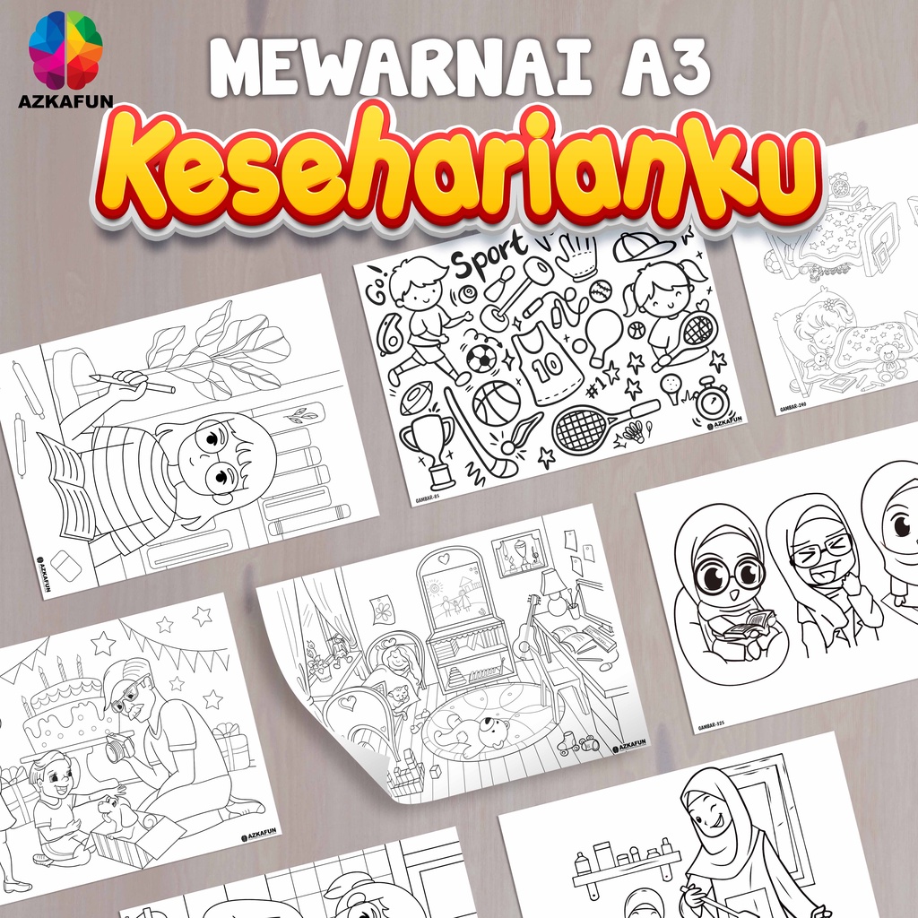 

Kertas Mewarnai A3 KESEHARIANKU - Mewarnai anak