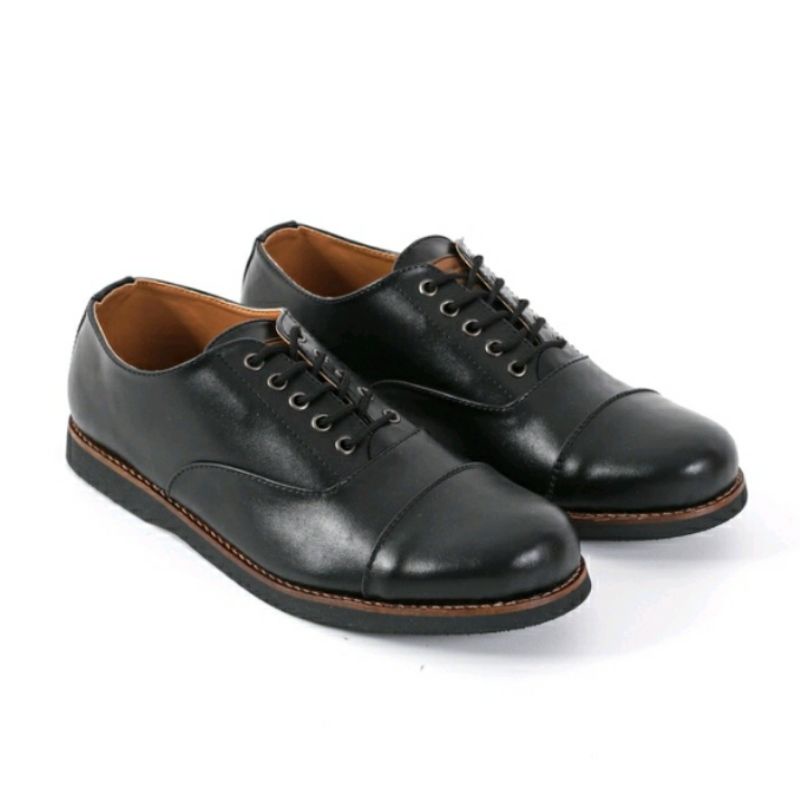 BIG SIZE 43-44-45-46-47-48 OXPORD Sepatu Pria Men-X1 Black JUMBO Hitam Sepatu Pantofel Model Tali Kasual Clasic Black PNS Kantoran, 44