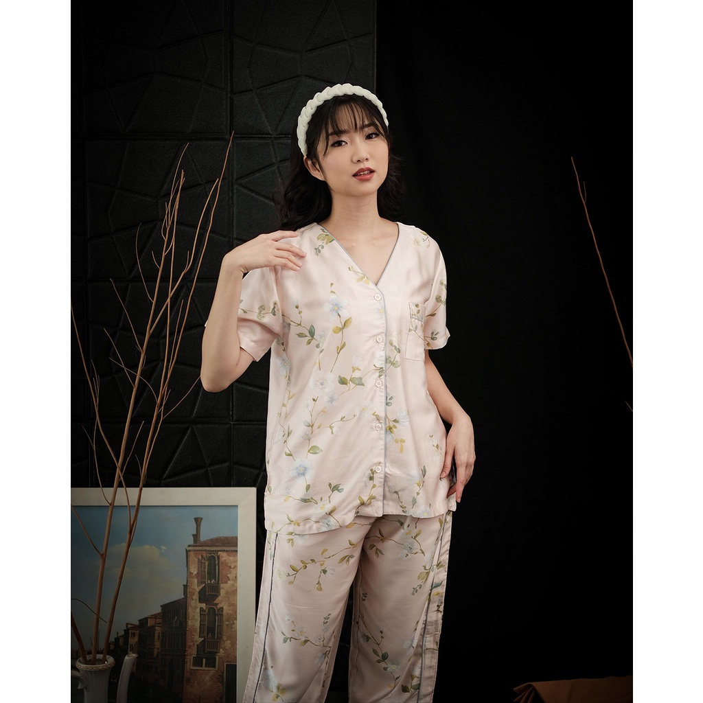 Cielyn - Ellyn V Neck - Delicate Series - Organic Silk Piyama Wanita Set