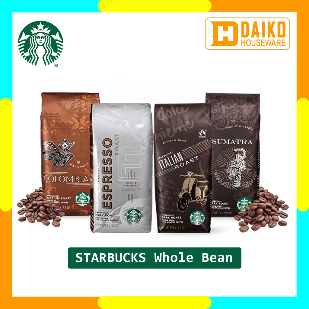 Kopi Starbucks Bean and Ground Coffee Bag Blonde Medium Dark Roast