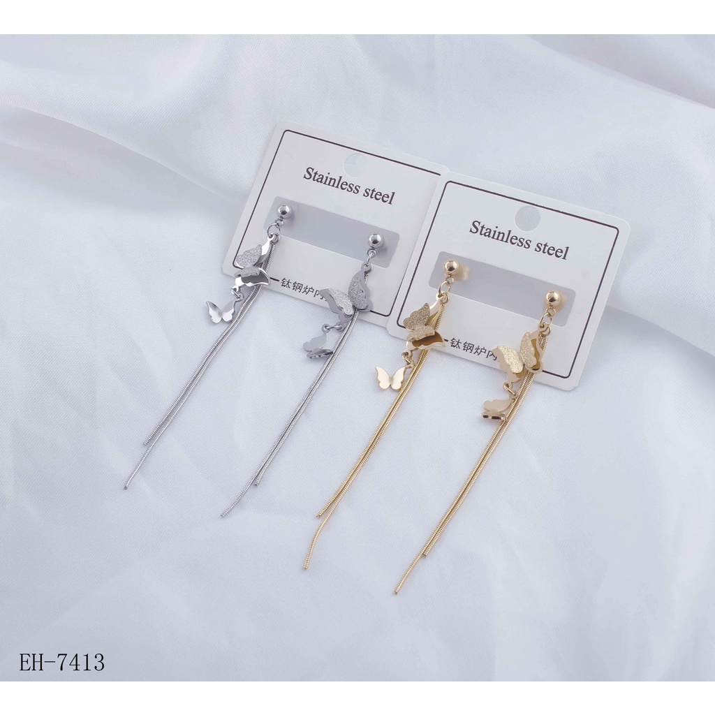 Anting Titanium Panjang Permata Perhiasan Fashion 7413/296