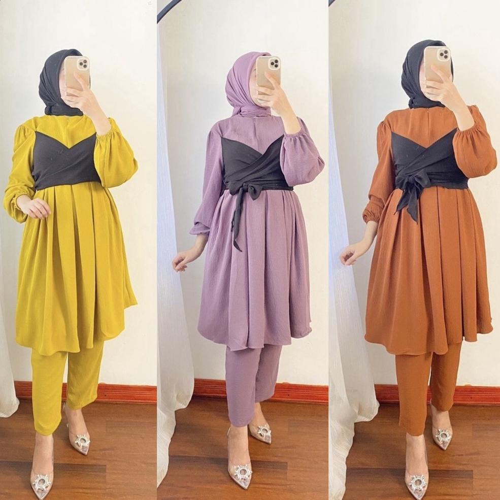 [ART. 35688] 1KG MUAT 2SET | ONE SET TUNIK LESTY LESLAR CRINKLE FASHION WANITA