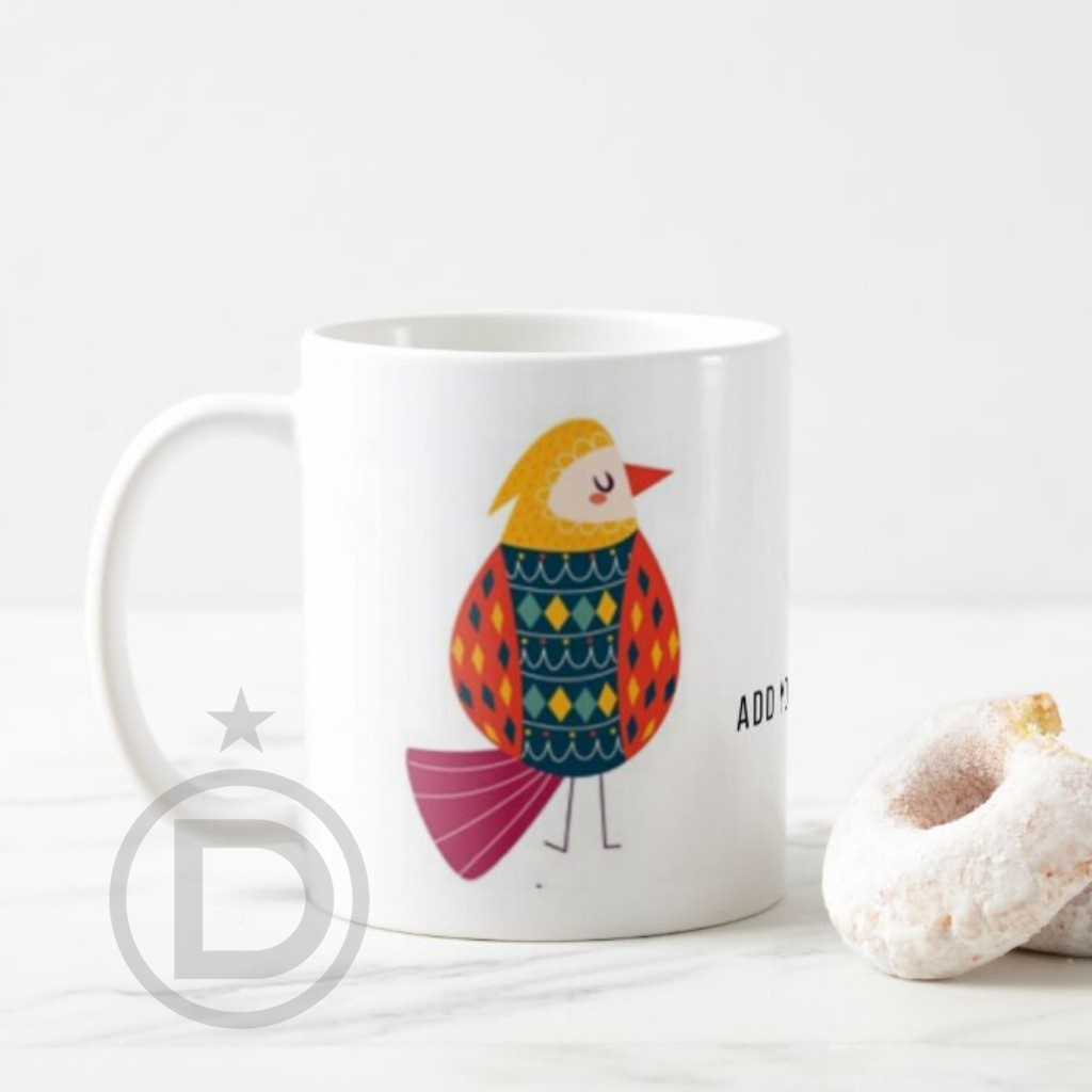 Mug Burung Motif Batik Custom Nama V4