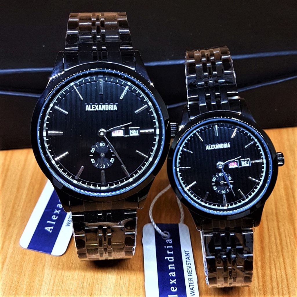Jam tangan original alexandria detroid couple pasangan - tanggal hari aktif waterresist