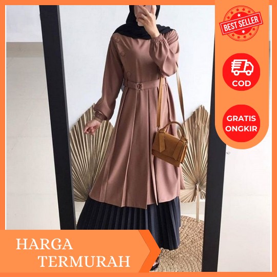 Baju Tunik Wanita Terbaru 2022 Import Kekinian Murah Polos Korean Style Kondangan Crinkle Remaja Kor