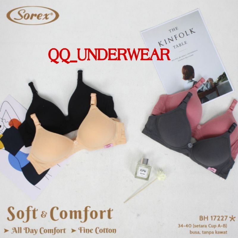 Bra Sorex 17227 Tanpa Kawat Busa Tipis Size 34-40 Kait 2 / Bh Sorex 17227 / Bra Sorex 17227