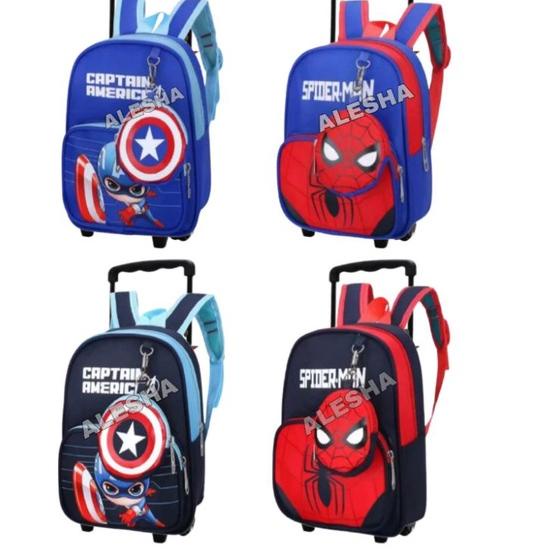 ✼ Tas Troli Anak laki laki Karakter Tas Dorong SD - tas anak Tas roda anak cowok ✽