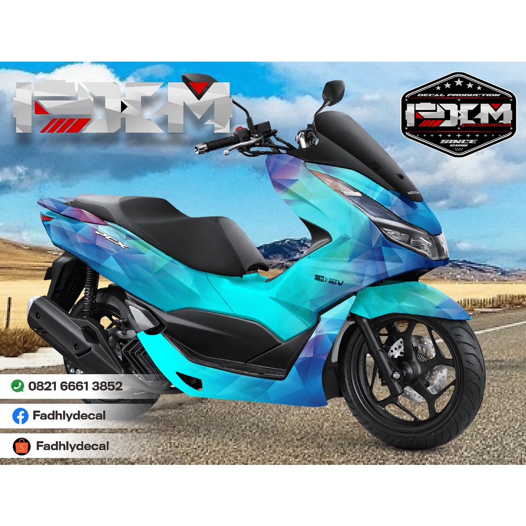 Decal All New PCX 160 Elegan TOSCA gradien Polygon design Super Mewah fullbody keren