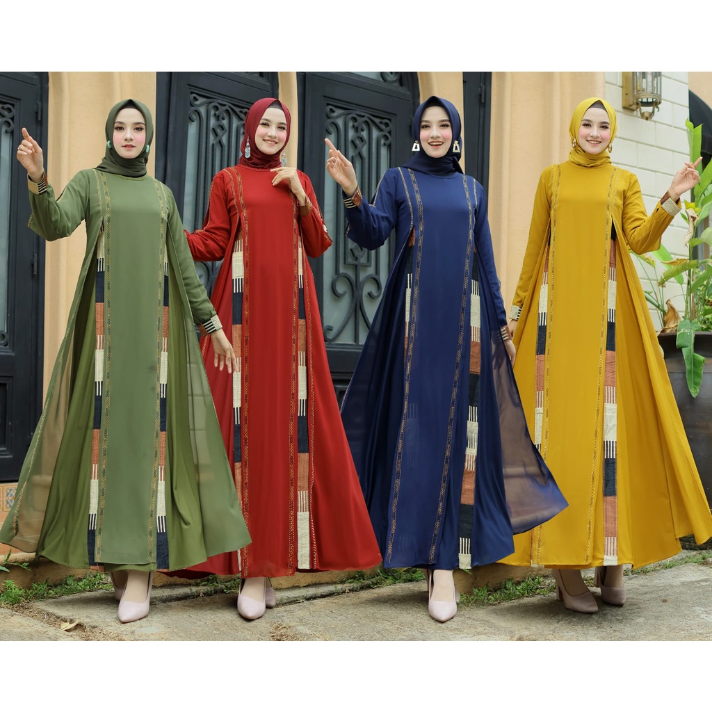 Sauna_Fashion.id/Gamis Abaya Turkey Maroko Premium Quality Fashion 2023 Mewah Hitam Wanita Dewasa El