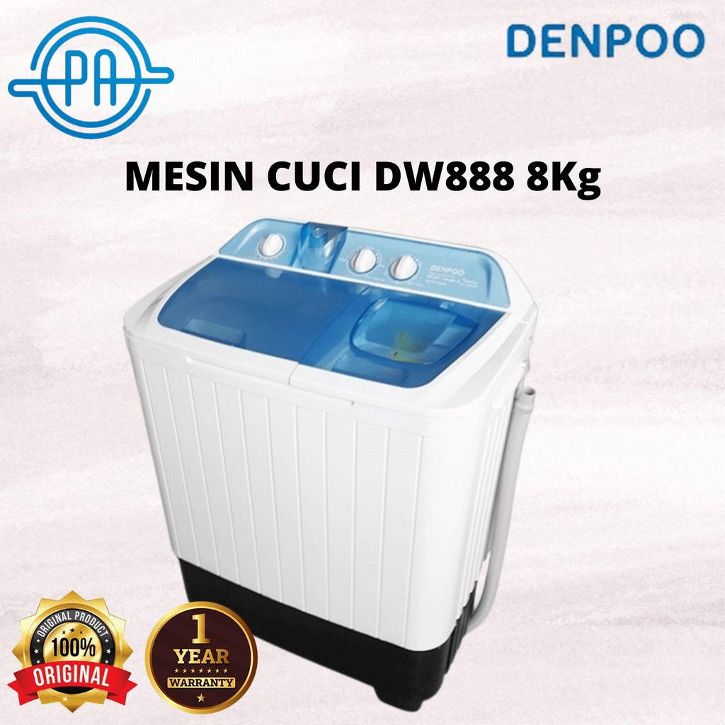 MESIN CUCI 2 TABUNG DENPOO DW888B / DW 888B 8KG