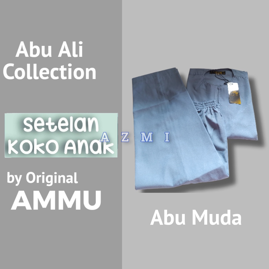 Baju Koko Setelan Anak Original Abu - Abu by ammu Abu Series Anak, Abu Ali Bahan Katun, Abu Aly collection