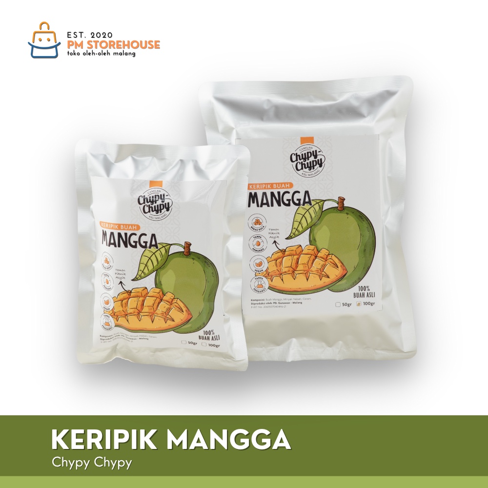 Chypy Keripik Buah Kualitas Premium | Keripik Kripik Mangga 100 Gram | Oleh Oleh Camilan Khas Malang